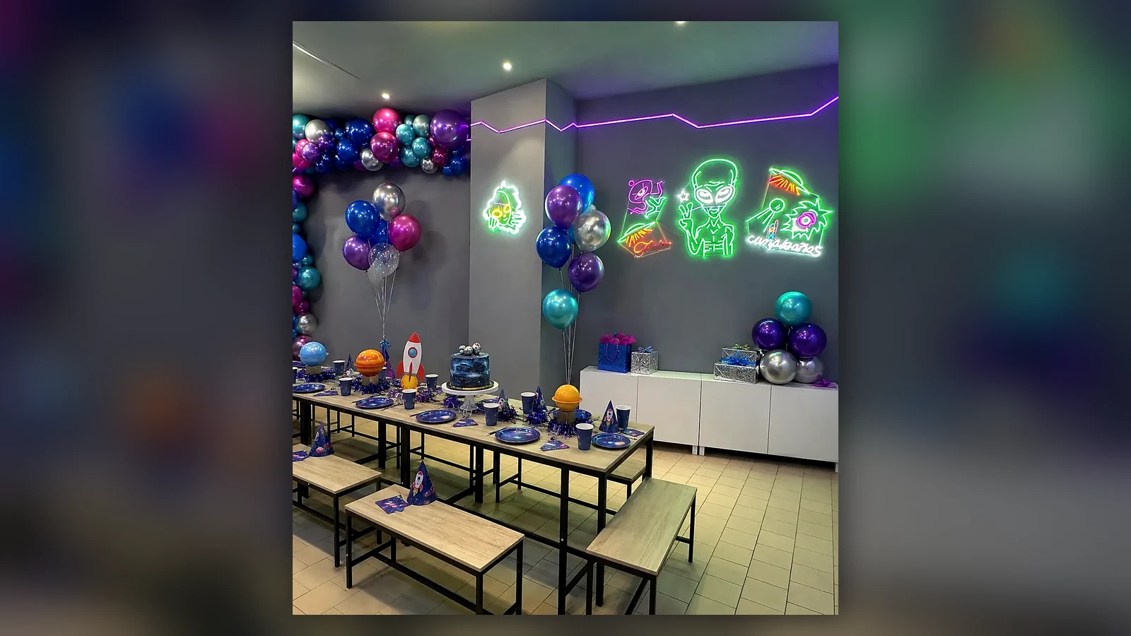 Sala Extraterrestre para cumpleaños en Space Zone Jump