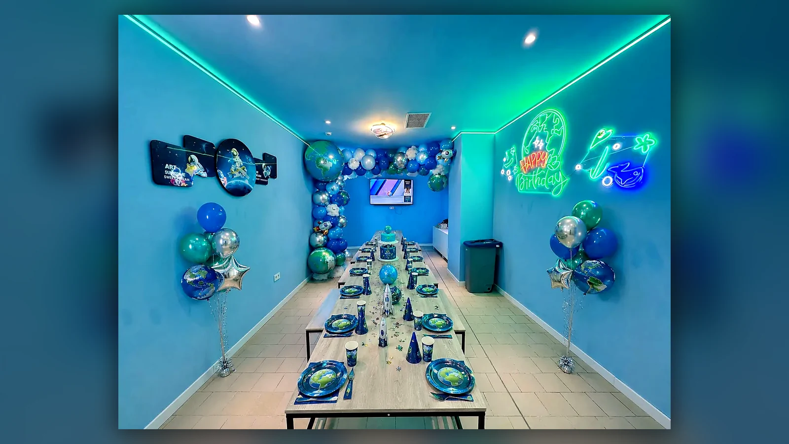 Sala Tierra para cumpleaños en Space Zone Jump